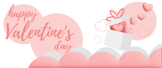 Beautiful greeting card for Valentine's Day with gift and hearts