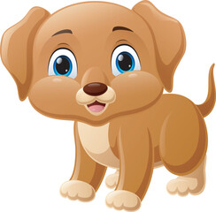 Cute little dog cartoon on white background