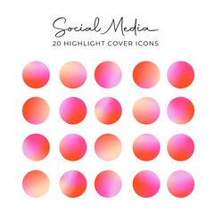 Pink, Red & Orange Gradient Social Media Fade Style Icon Set For IG Stories. Modern Set For Business, Bloggers, Marketing, Branding. Highlight Covers, Minimalist Highlights for Instagram