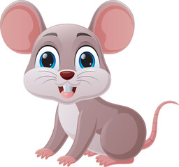 Cute little mouse cartoon on white background