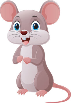 Cute little mouse cartoon on white background
