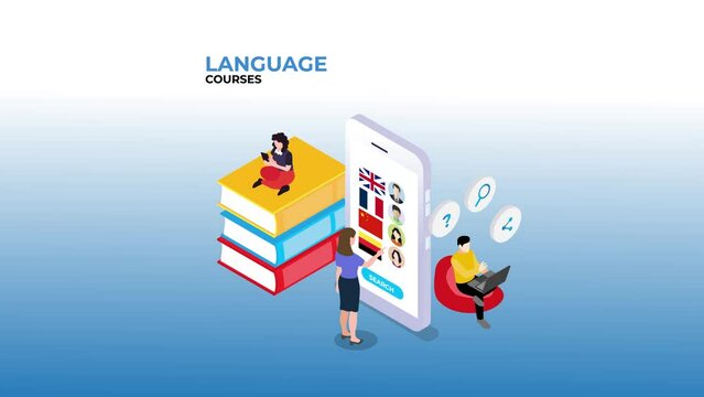 Foreign language online learning 3d animation