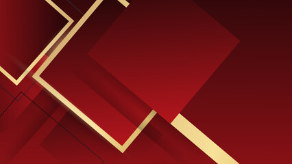 Red and gold luxury background. Red gold abstract background for design. Geometric shapes. Triangles, squares, stripes, lines. Color gradient.