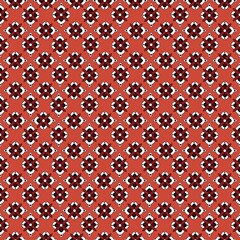 Oriental motif seamless pattern. Simple abstract ajrakh fabric design. Apparel textile, dress, scarf, interior wallpaper, wrapping cloth all over red print