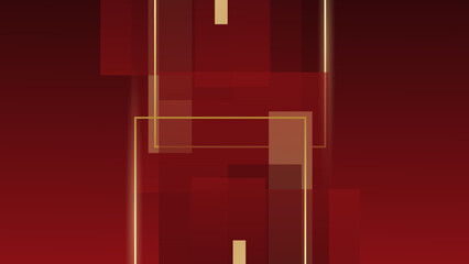 Red and gold luxury background. Vector illustration. Red gold abstract background for design. Geometric shapes. Triangles, squares, stripes, lines.