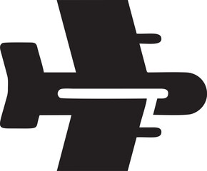 airplane icon symbol in a black image, flight illustration vector image