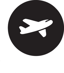 airplane icon symbol in a black image, flight illustration vector image