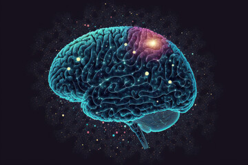 Concept of human intelligence with human brain inside the universe background. Generative AI