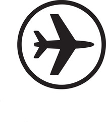 airplane icon symbol in a black image, flight illustration vector image