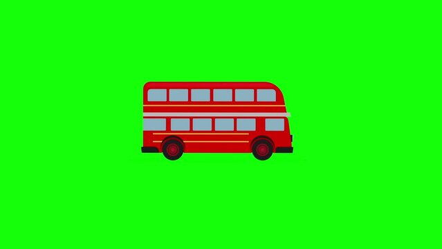 Double decker bus moving 2d animation loop