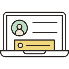 Online identity icon laptop computer flat vector