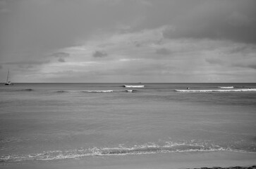 Rain Storm on Waikiki Beach in Hawaii.