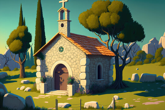 Chapel of the Shepherd's Field in Bethlehem. Generative AI