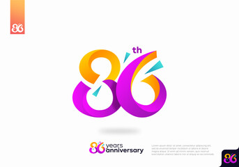 Number 86 logo icon design, 86th birthday logo number, anniversary 86