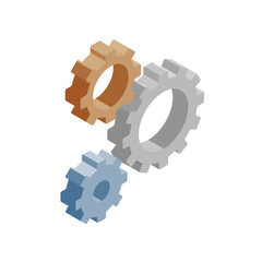 アイソメトリックの設定アイコンイラスト　ギヤの3D風イラスト素材