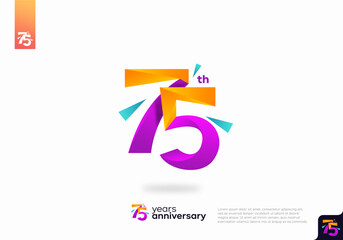 Number 75 logo icon design, 75th birthday logo number, anniversary 75