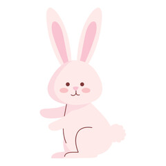 cute rabbit pink seated