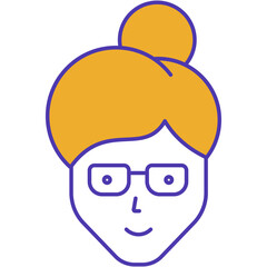 Female face icon, vector girl head on white
