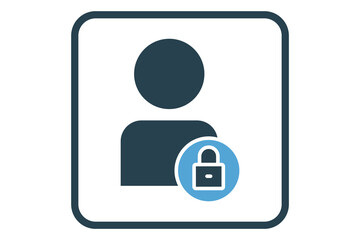 Account security icon illustration. People icon with padlock. icon related to security. Solid icon style. Simple vector design editable