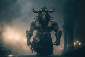 Minotaur Statue Greek City The