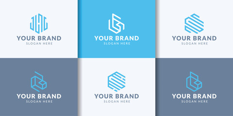 logo collection, abstract design concept of A-Z initials for branding