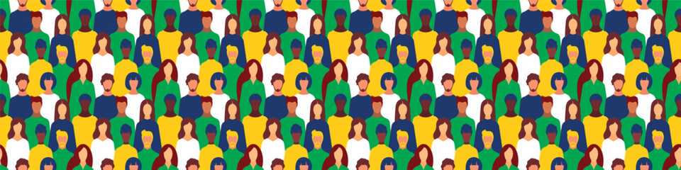 Brazilians. crowd of people with the flag of Brazil. group of people. Brazilian people seamless pattern horizontal in flat style. Stop the violence. Happy independence day Brazil. Protests in Brazil.