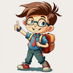 Fototapeta premium Illustration from a happy schoolboy (AI Generated)