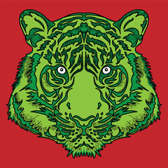 Fototapeta premium yellow tiger head vector illustration