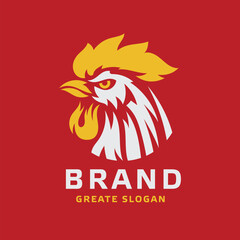 rooster head symbol with in circular style vector,