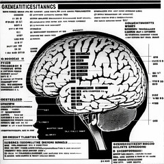 Instructional CIA Diagram of Neurodivergent Brain Circa 1967 - obrazy, fototapety, plakaty