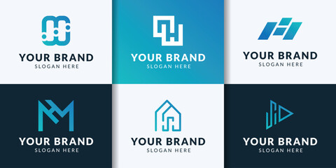 Modern logo set and collection of creative branding ideas for business companies. simple logo, minimalist, abstract vector design