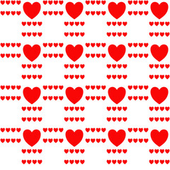 Big and small red hearts shape on white background. 