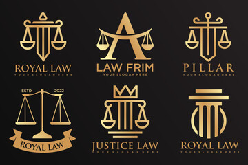 Lawyer icon set logo design with creative element style