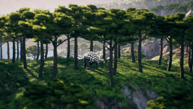 Dinosaur Ankylosaurus And Nature 3D Video Animation