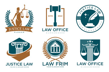 Law firm logo template. Vector set of vintage labels, logotype