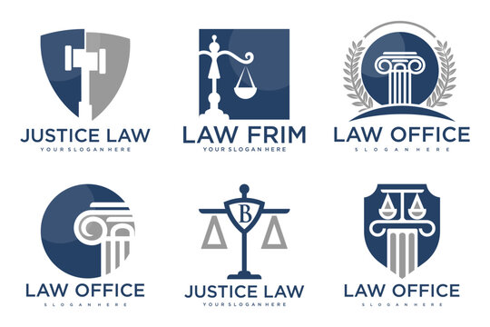Law firm logo template. Vector set of vintage labels, logotype
