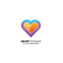 heart tech color design icon logo template