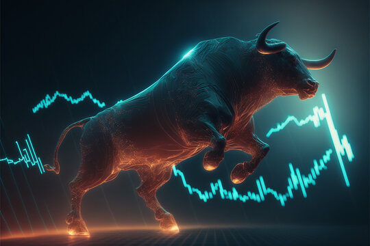 Stock market bull market trading graph. FInancial concept market place stock exchange. Generative Ai