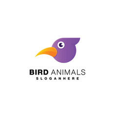 bird head animal design color logo template illustration