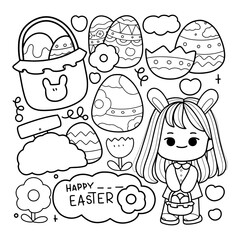 happy easter colouring page