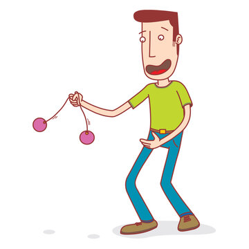happy man play clacker balls
