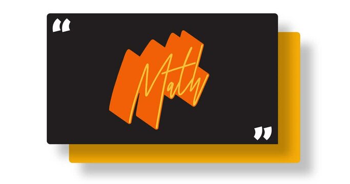 Animated orange, black retro, vintage ribbon, banner with the text Math.