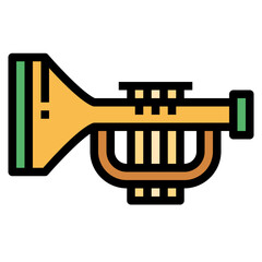 trumpet filled outline icon style