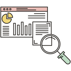 Marketing research data analysis flat vector icon