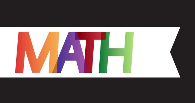 Animated white retro, vintage ribbon with the text Math.