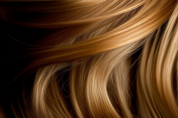 Bright brown hair textured macro closeup. Generative AI.