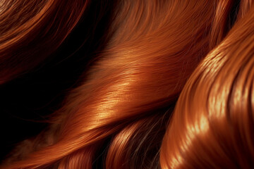 Red brown hair structure macro closeup. Generative AI.