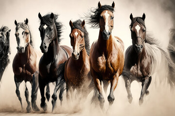 illustration painting horses of successful unique wall paintings (ai generated)