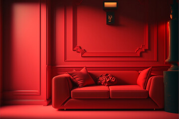 Couch clean minimalistic red sofa interior design
