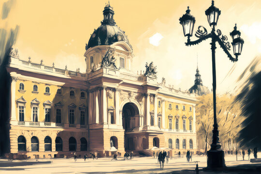 digital painting of Vienna city landscape, Vienna cityscape painting illustration. (ai generated)